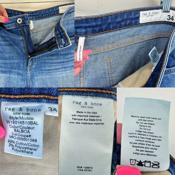 Rag and Bone Nina High Rise Denim Balboa Jean Roll Up or Cut Off Shorts 34 - Picture 12 of 16